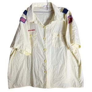 Vintage Boy Scouts Of America Official Shirt Adult  Yellow Teton Valley Sz 42-44